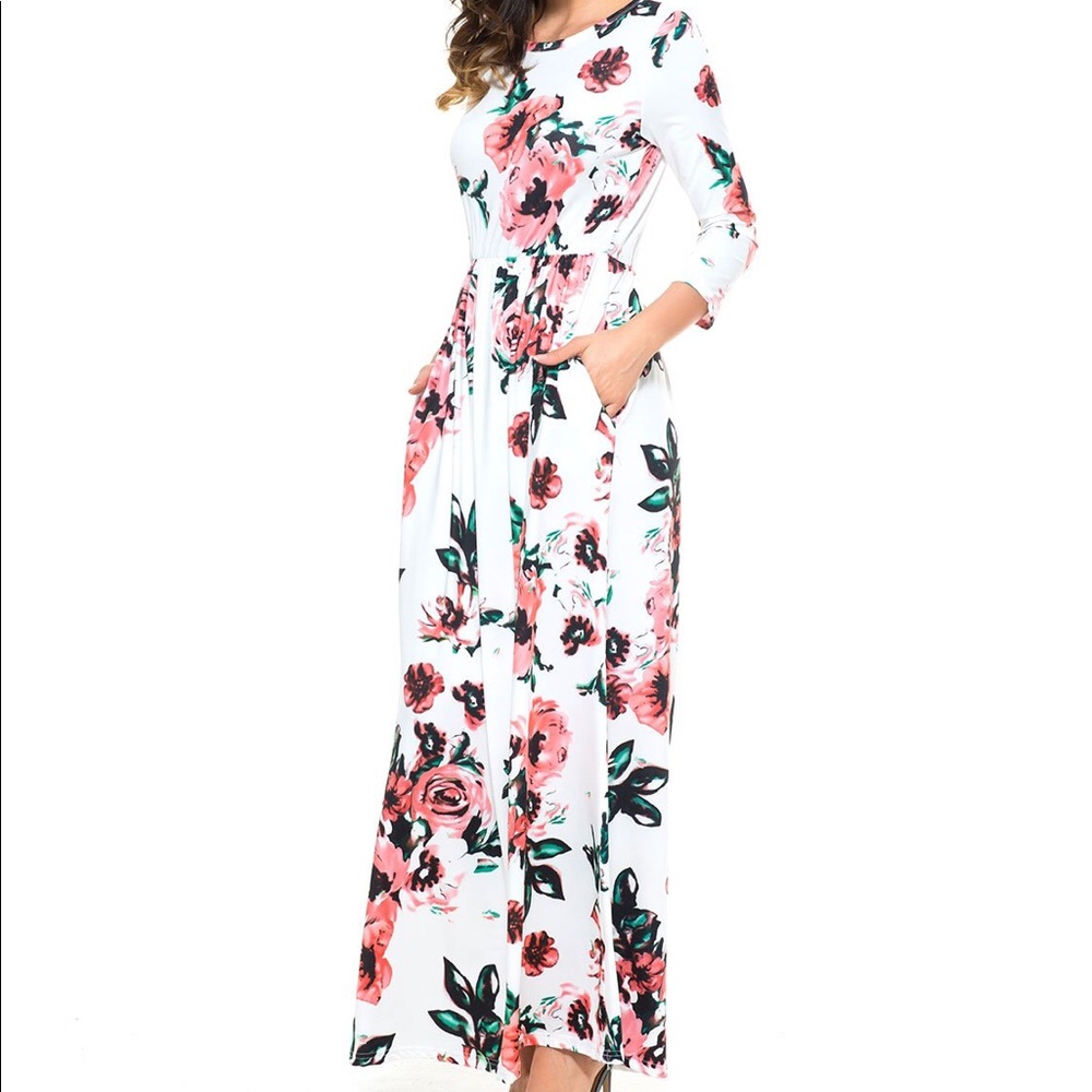 Floral Long Sleeve Maxi Dress (WITH POCKETS!)